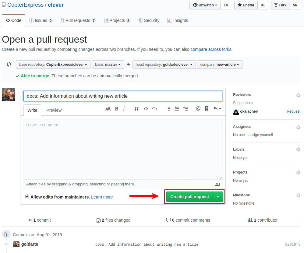 GitHub Create Pull
