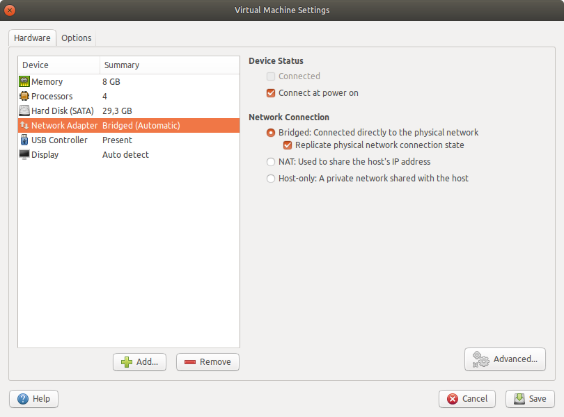 Enabling bridge networking