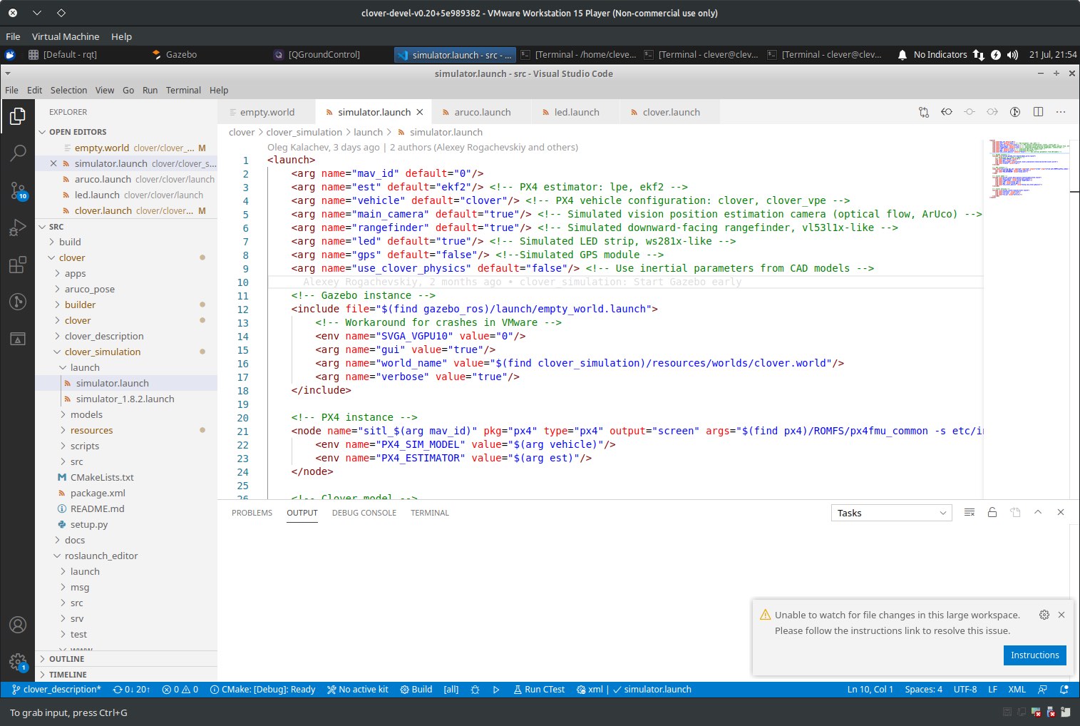 Открытый в VSCode simulator.launch